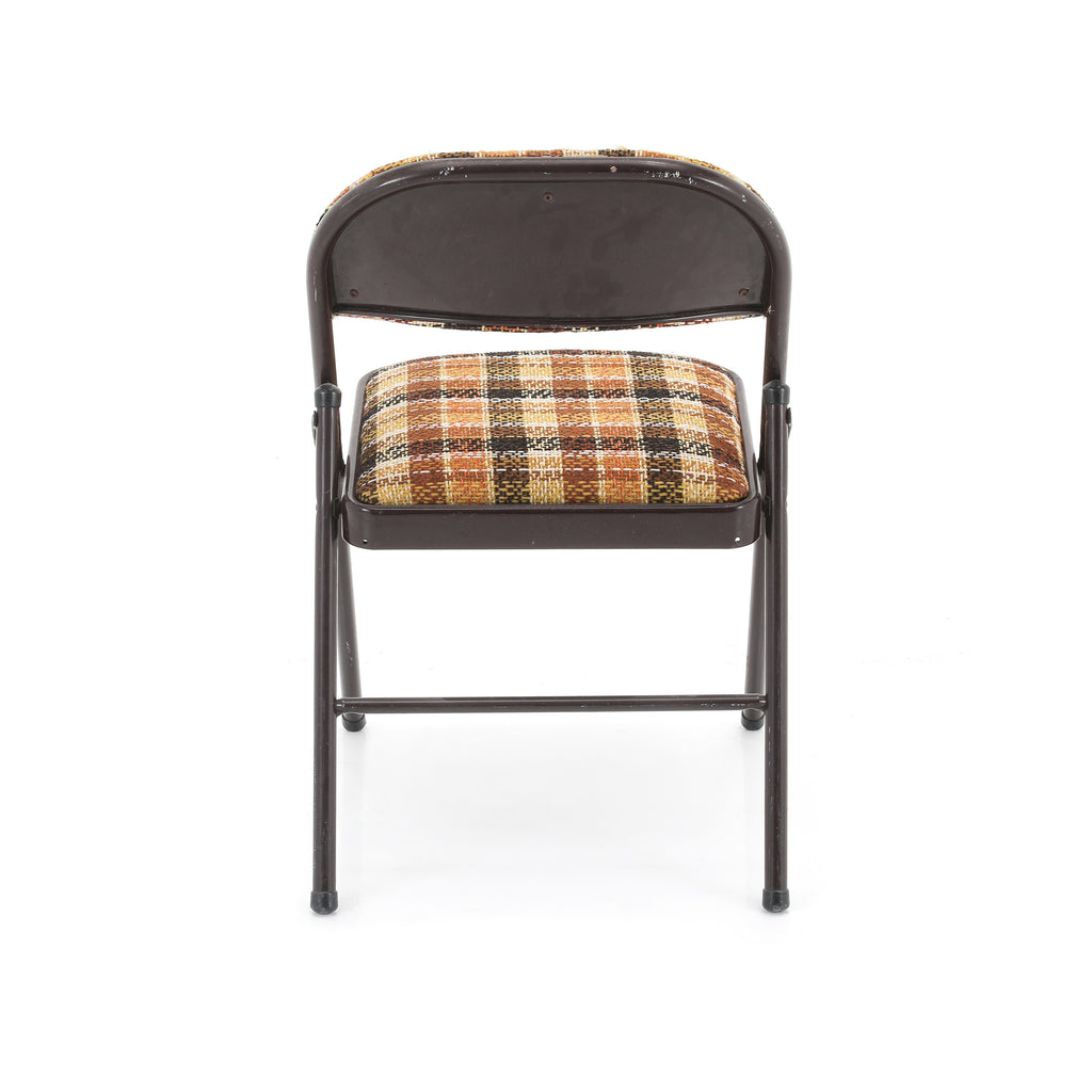 Brown & Tan Plaid Folding Chairs