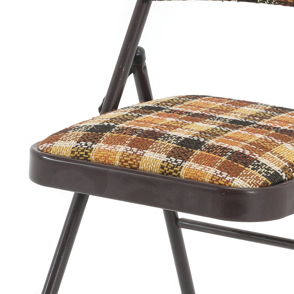 Brown & Tan Plaid Folding Chairs