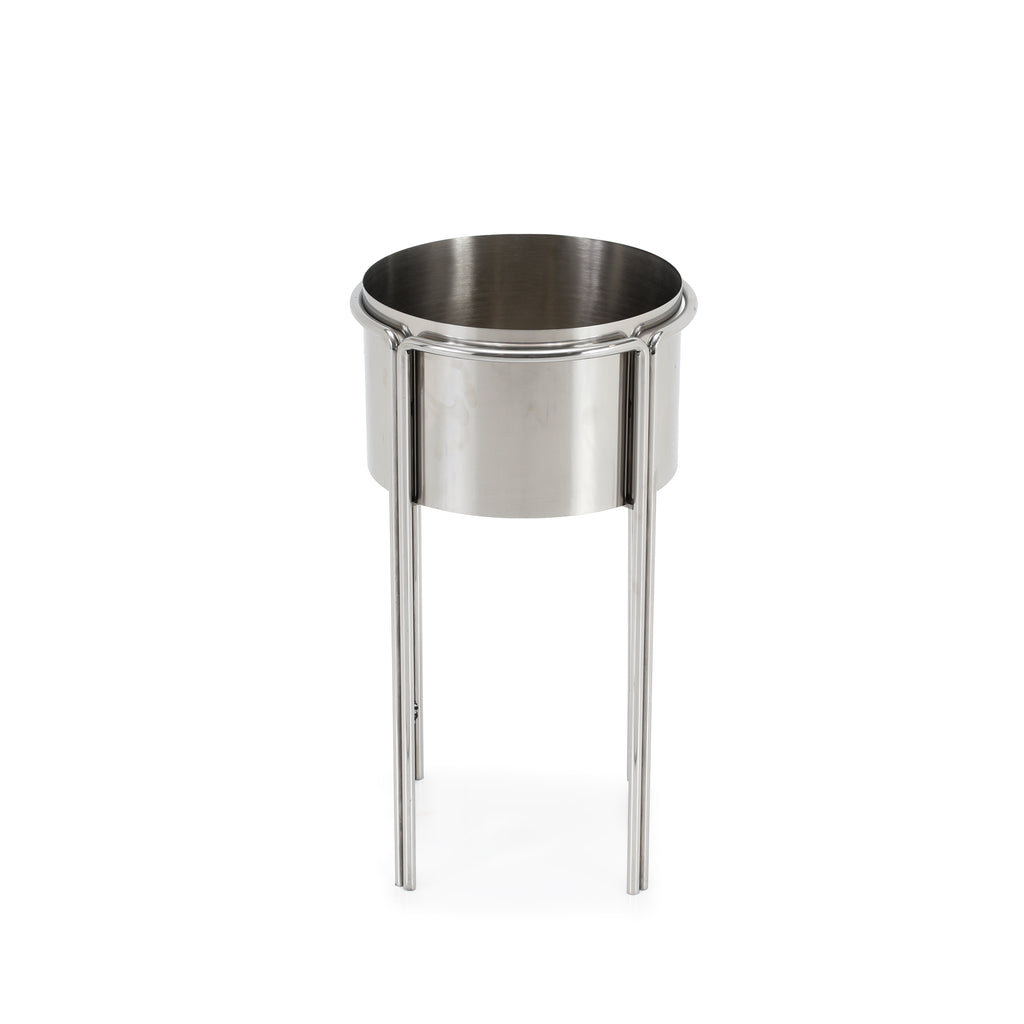 Round Silver Ice Bucket w/ Stand