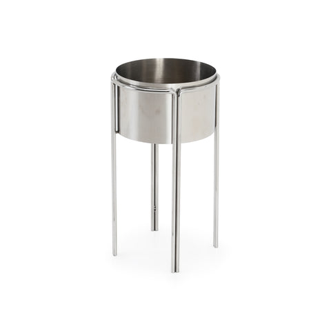 Round Silver Ice Bucket w/ Stand