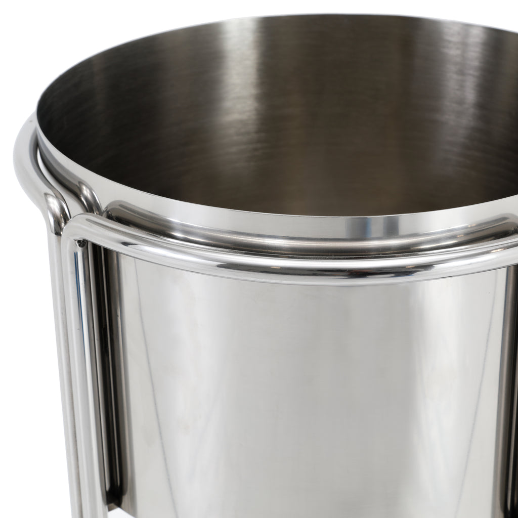 Round Silver Ice Bucket w/ Stand