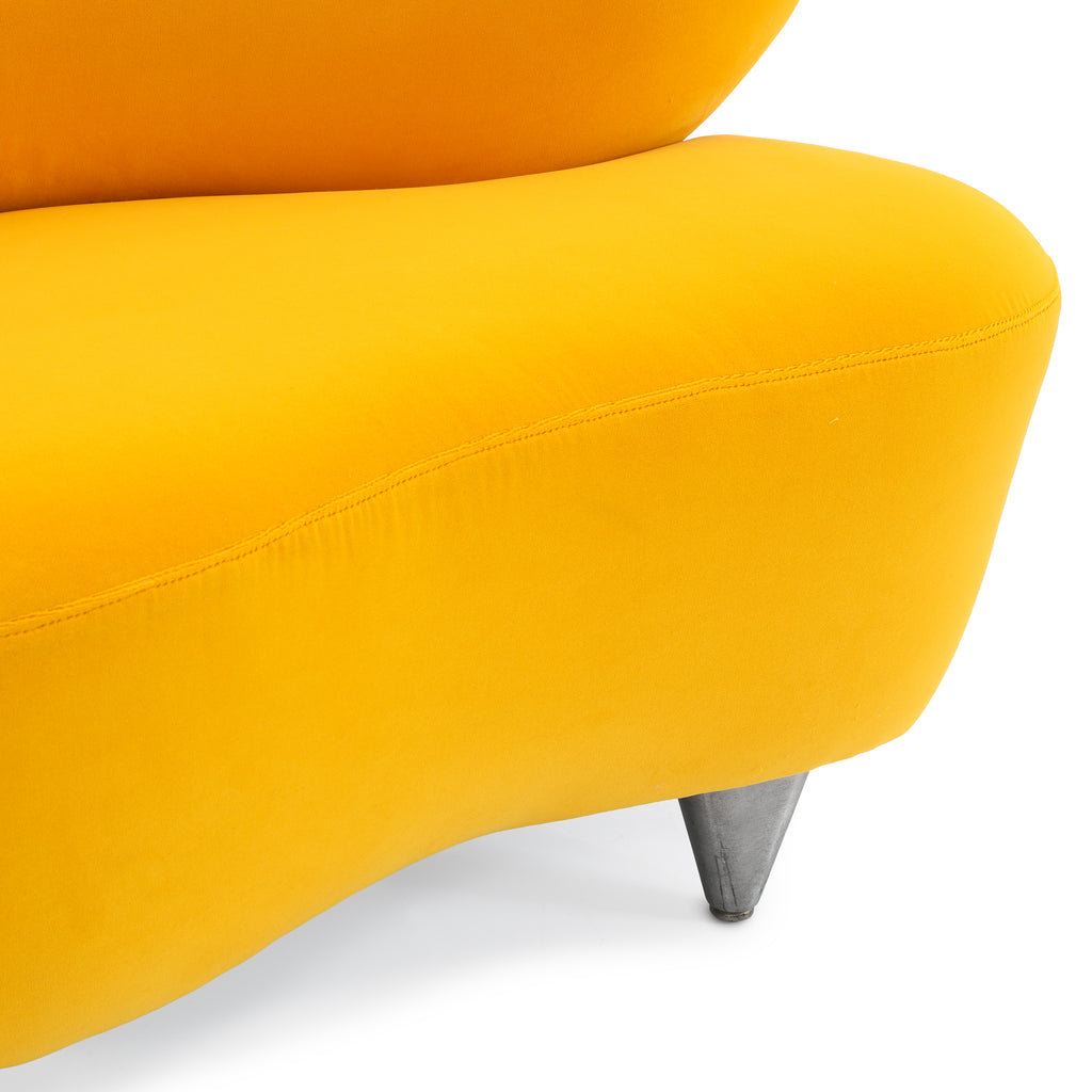 Yellow Velvet Cloud Wide Chair