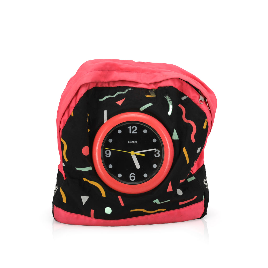 Black & Pink Memphis Clock Backpack