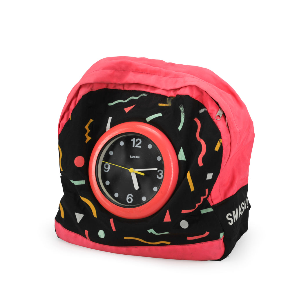 Black & Pink Memphis Clock Backpack