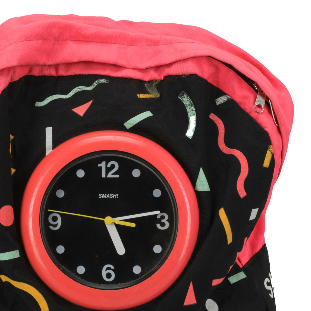 Black & Pink Memphis Clock Backpack