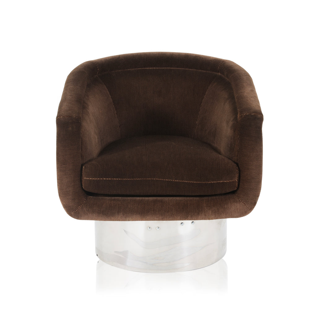 Brown Corduroy Arm Chair with Chrome Base