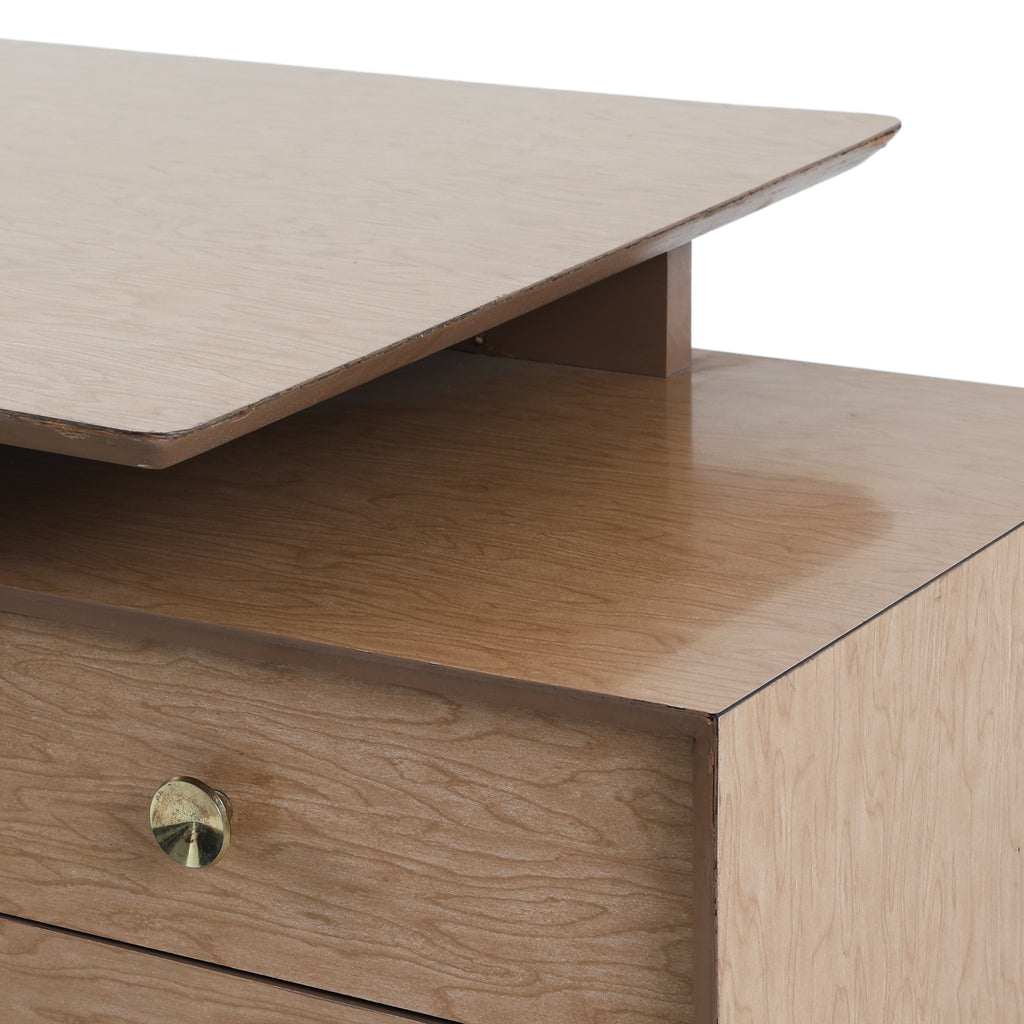 Two-Piece Modular Wooden Desk & Credenza