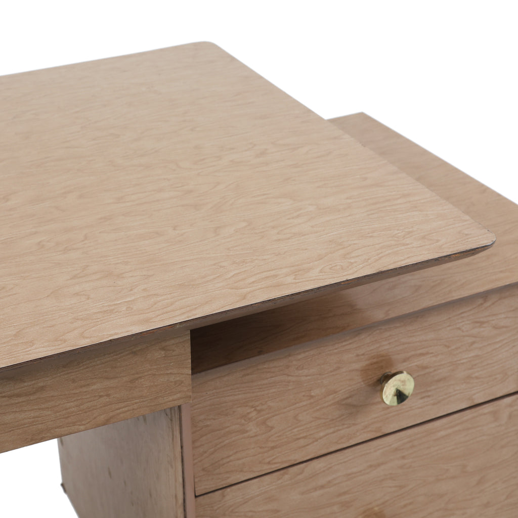 Two-Piece Modular Wooden Desk & Credenza