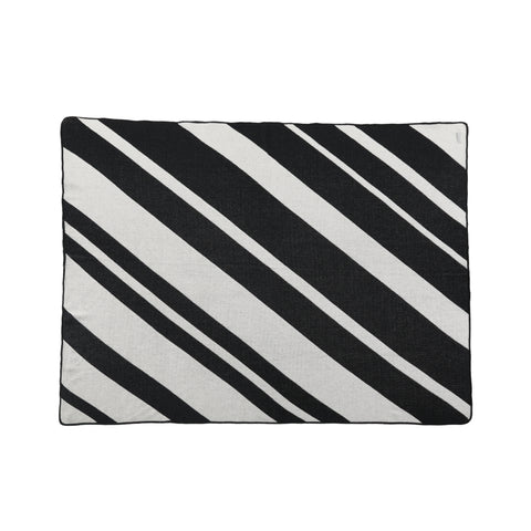 Black and White Diagonal Stripe Throw Blanket