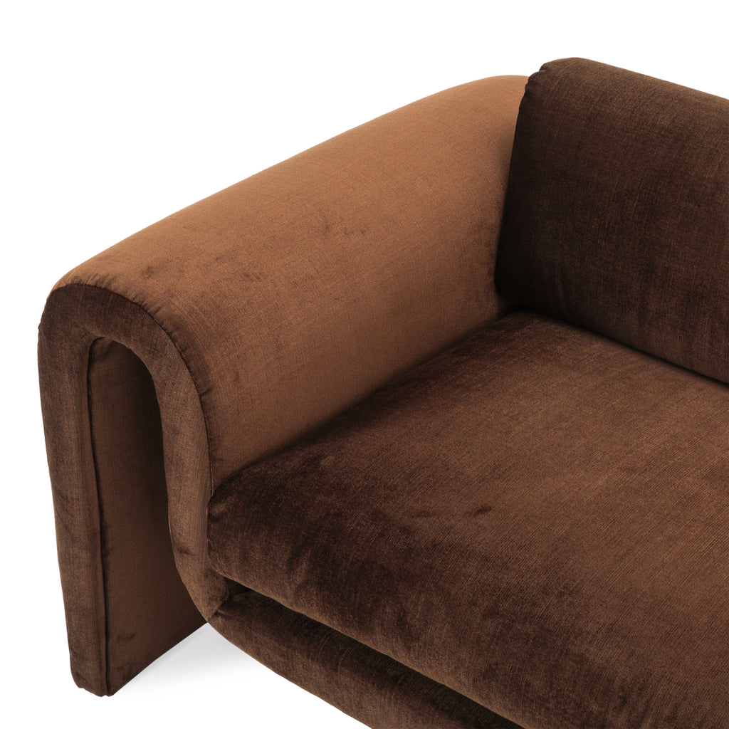 Brown Vintage Fabric Wave Frame Sofa