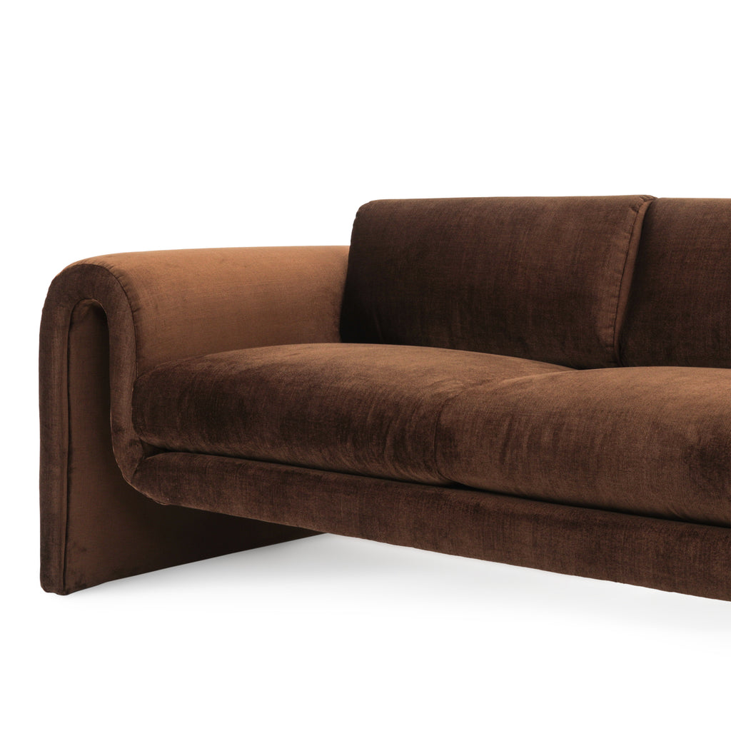 Brown Vintage Fabric Wave Frame Sofa