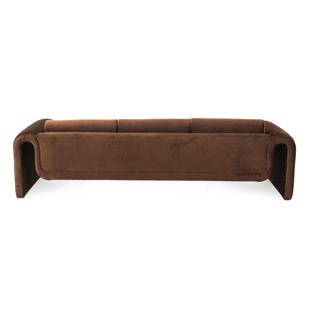 Brown Vintage Fabric Wave Frame Sofa