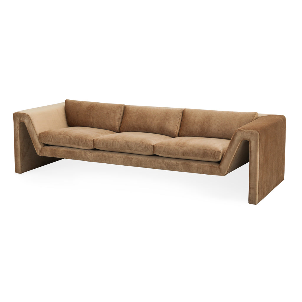 Tan Velvet Fabric "M" Shaped Sofa