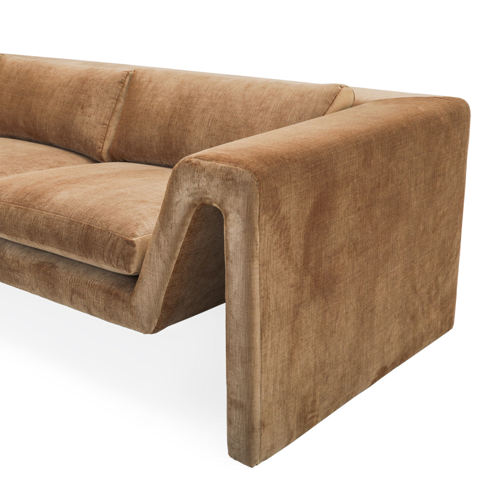 Tan Velvet Fabric "M" Shaped Sofa