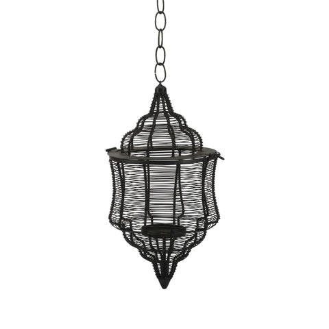 Hanging Black Caged Candle Holder