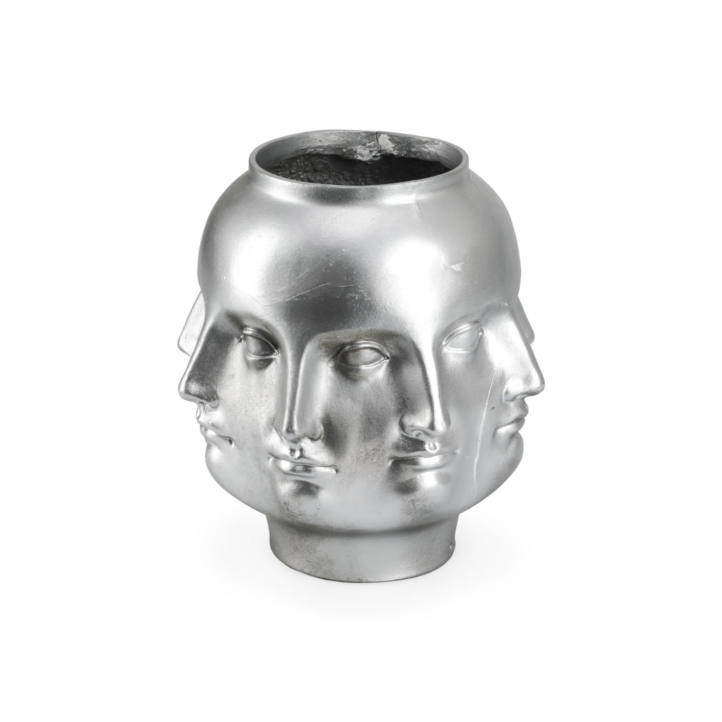 Silver Faces Vase