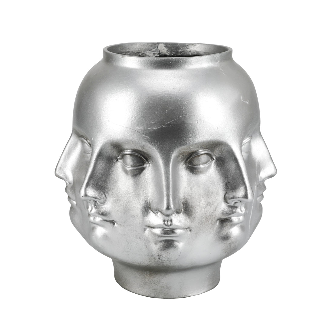 Silver Faces Vase