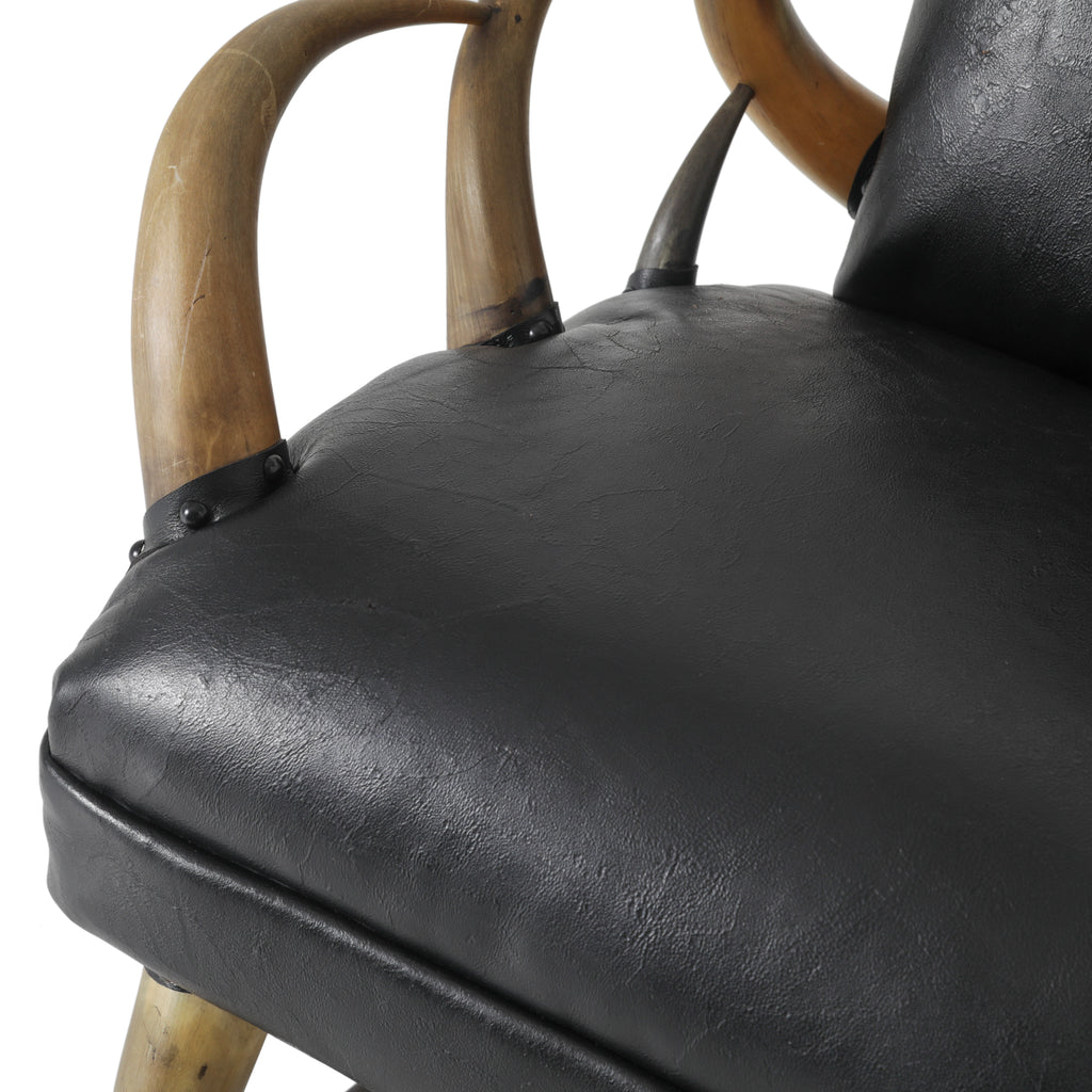 Black Leather Horns Rocking Chair