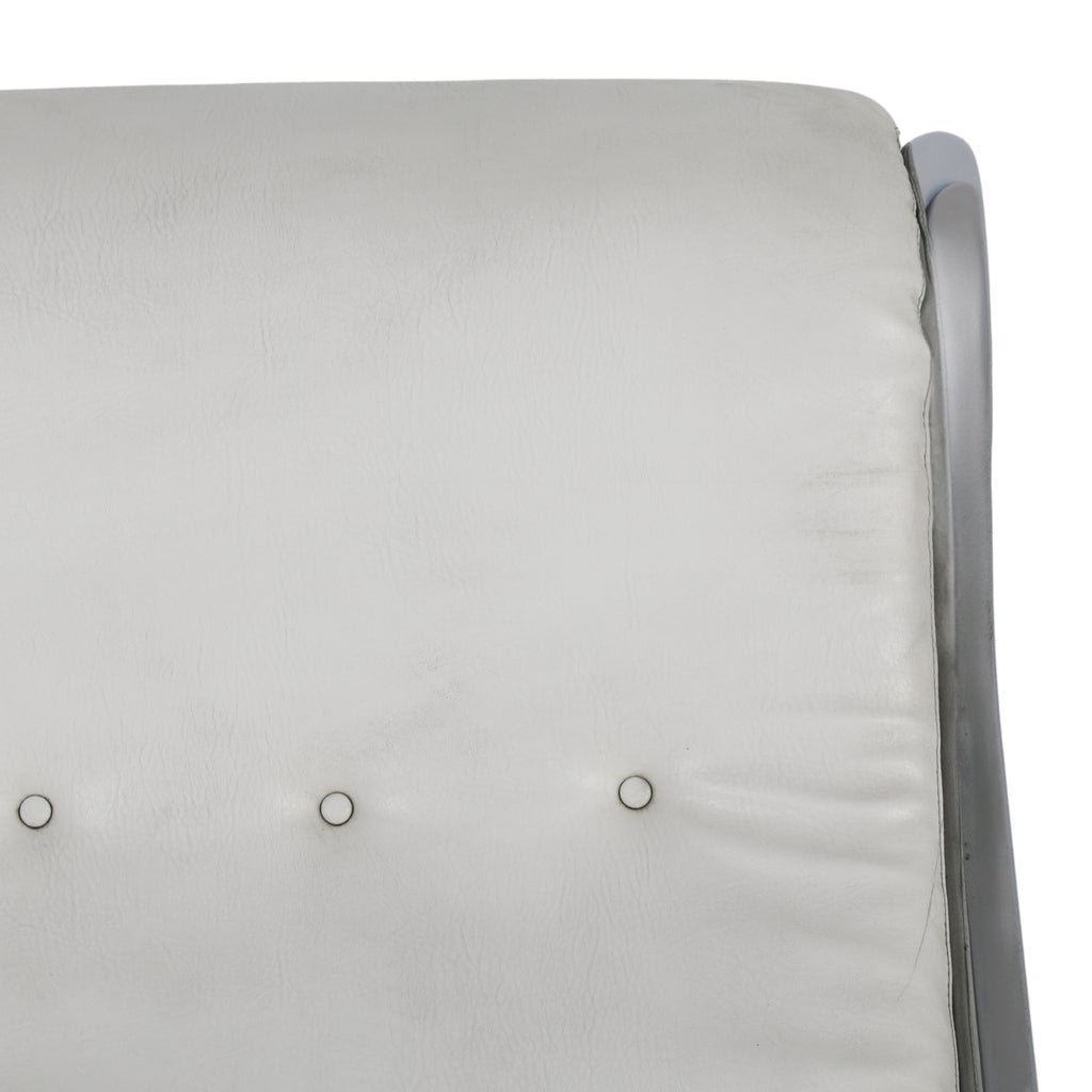 Off-White Leather Chaise Lounge w Chrome Tube Frame