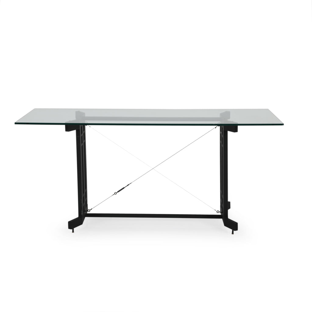 Black Metal and Glass Console X Table