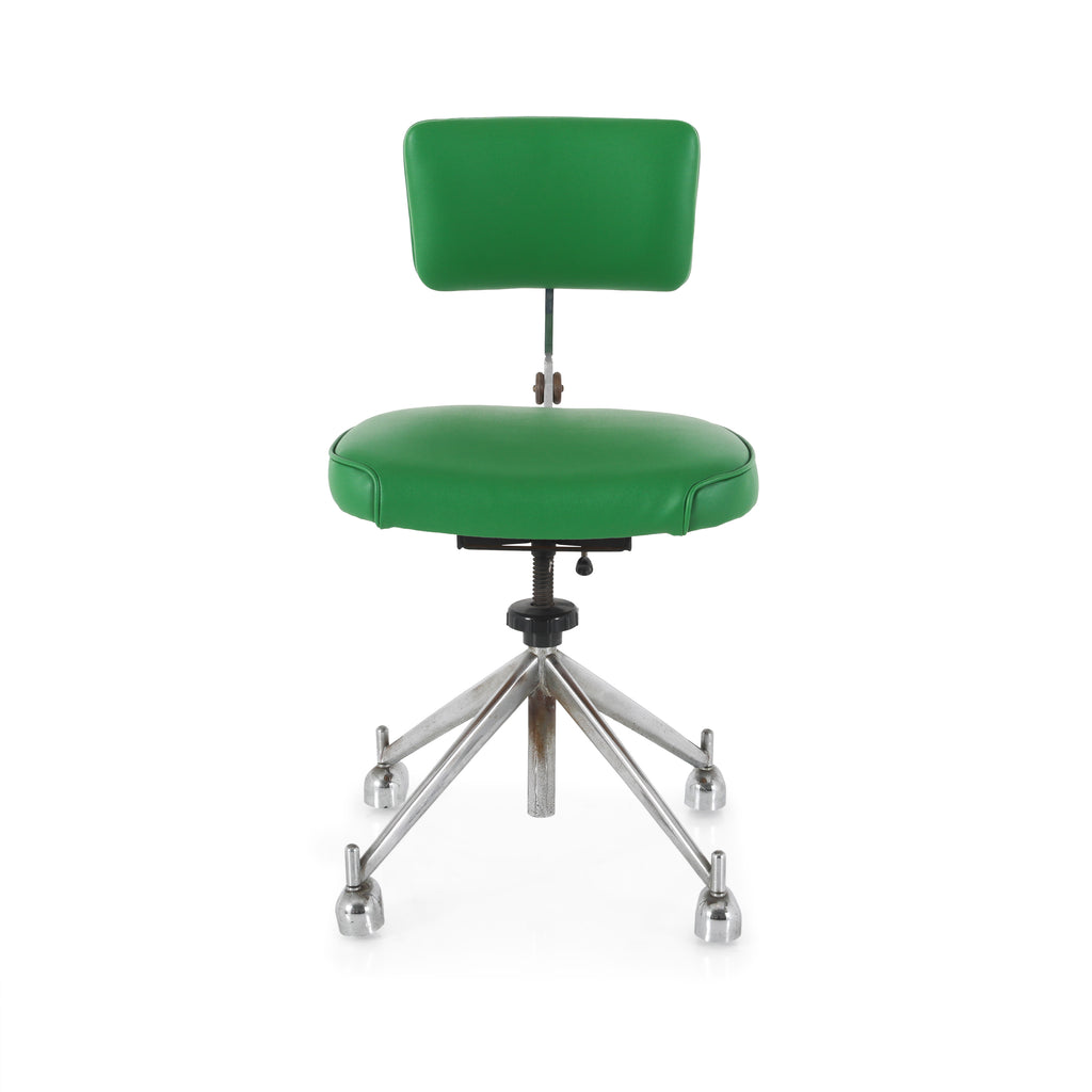 Green Leather Rolling Office Chair