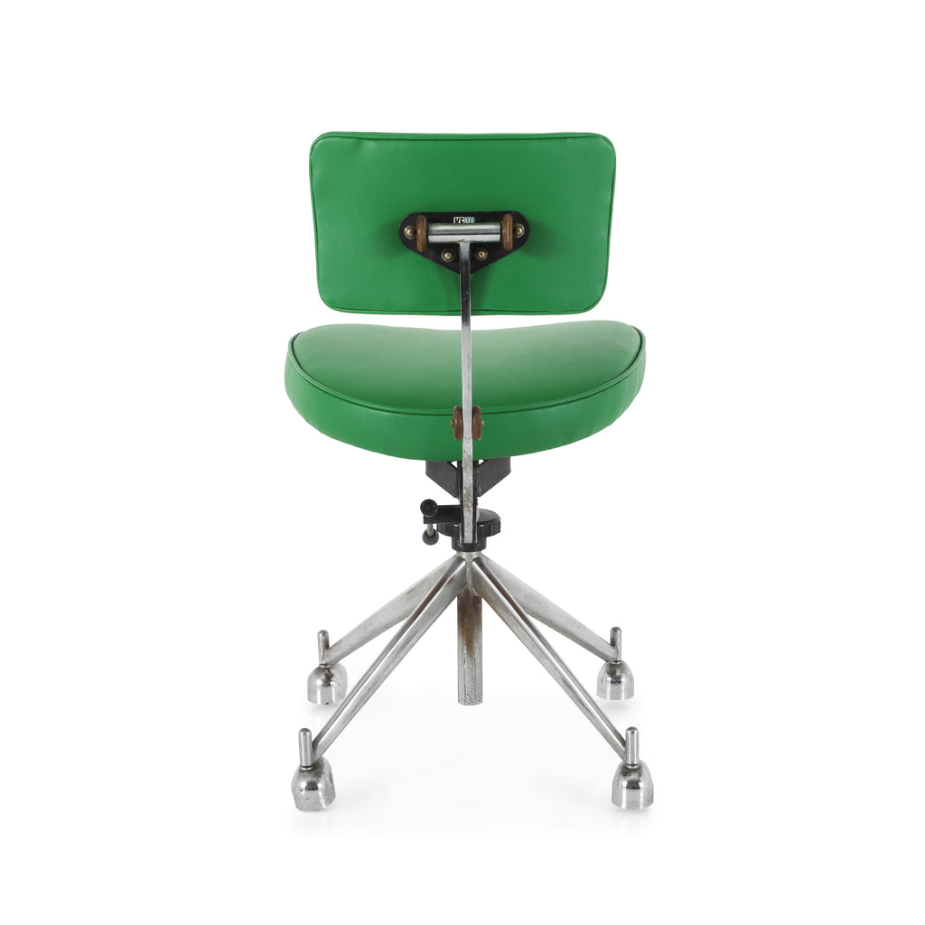 Green Leather Rolling Office Chair