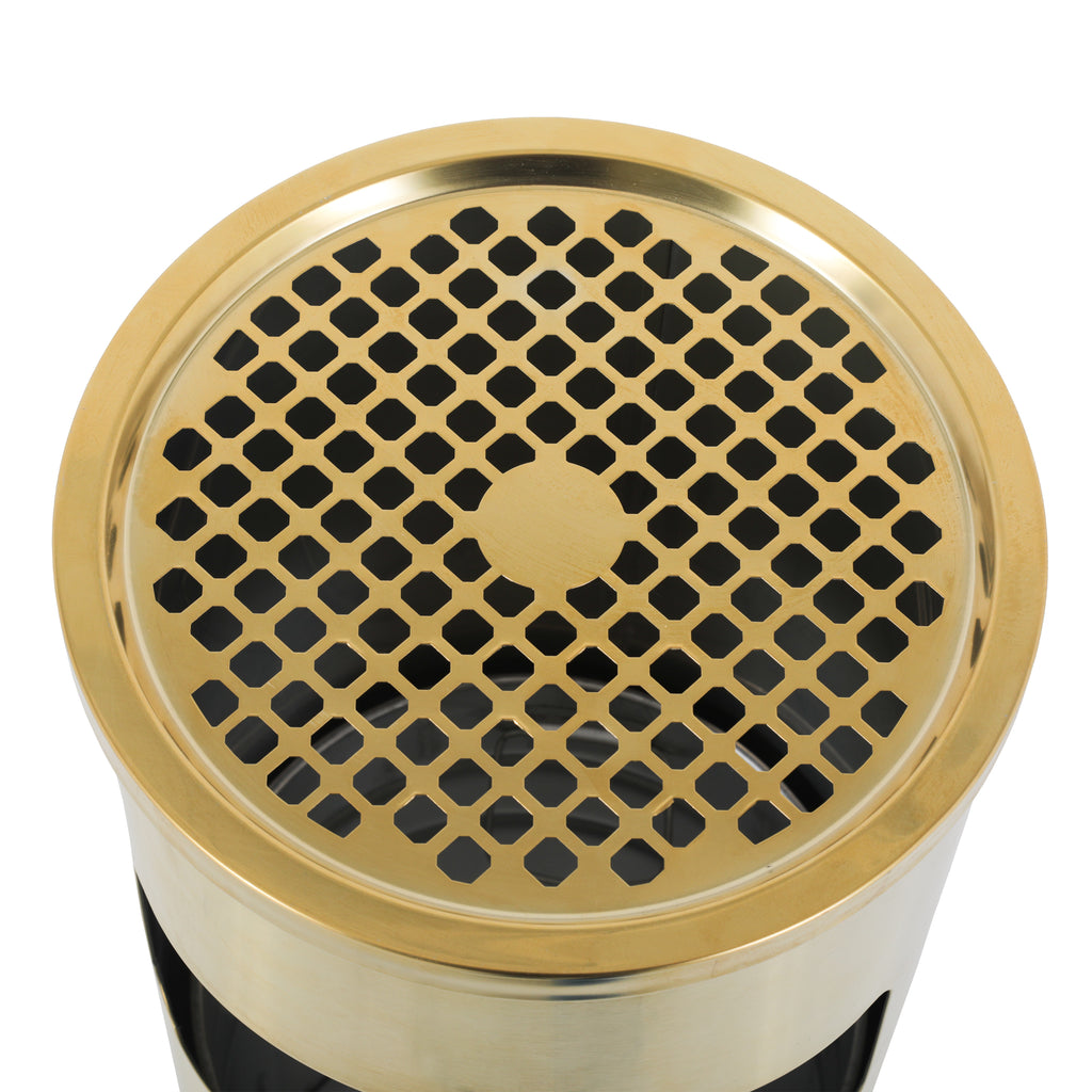 Gold Cylindrical Standing Ashtray / Trash Can