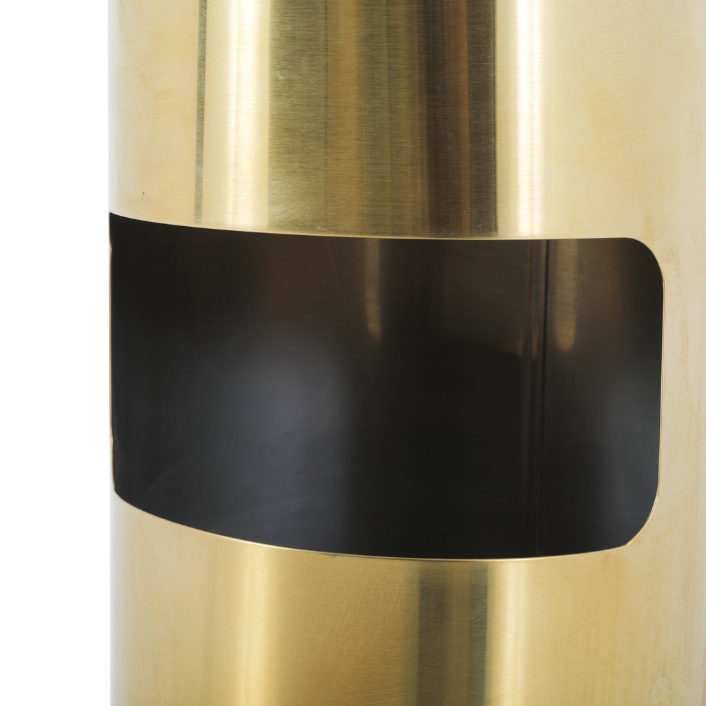 Gold Cylindrical Standing Ashtray / Trash Can