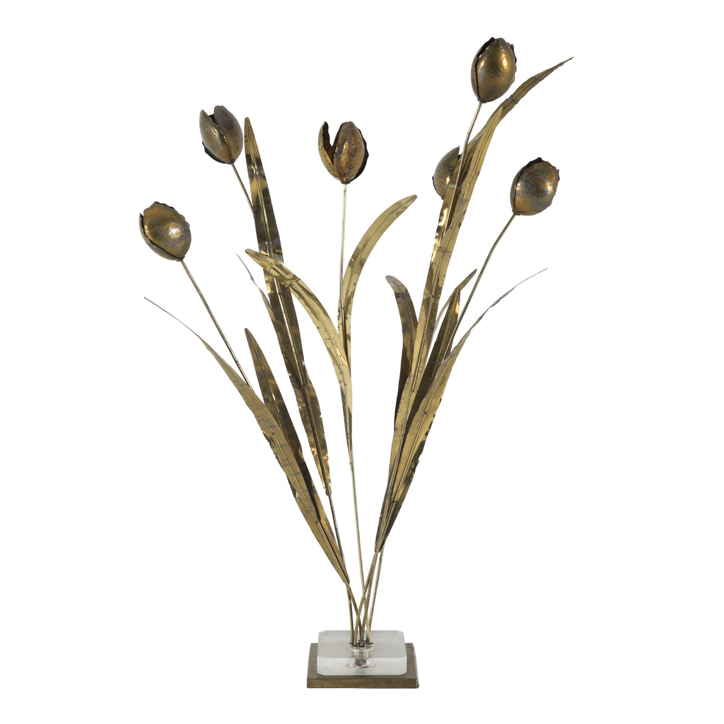 Tall Brass Flowers Floor Sculpture / Lamp - 2 of 2