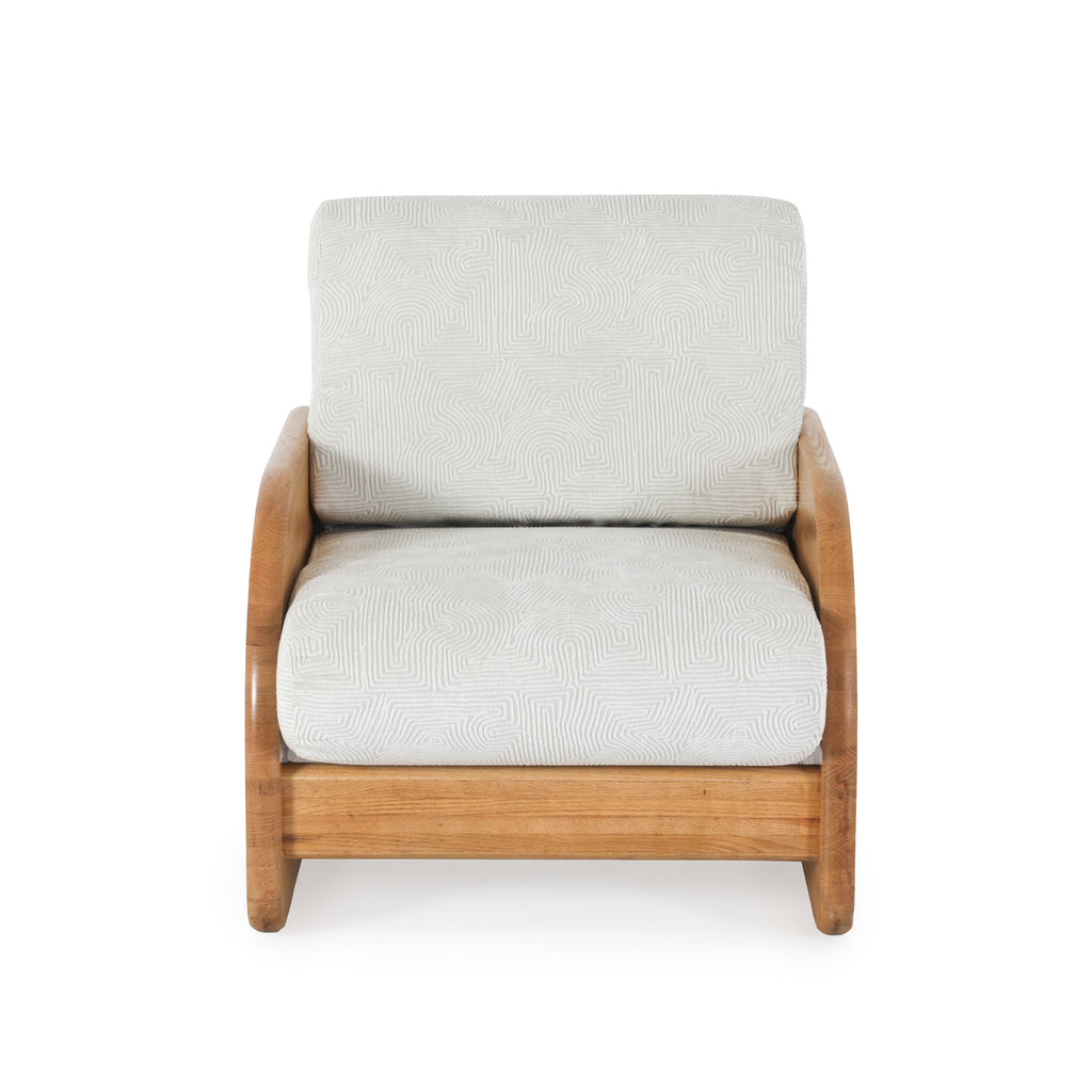 White & Wood Shell Arm Chair