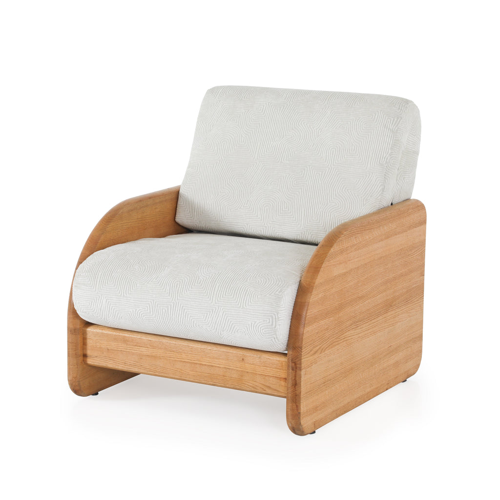 White & Wood Shell Arm Chair