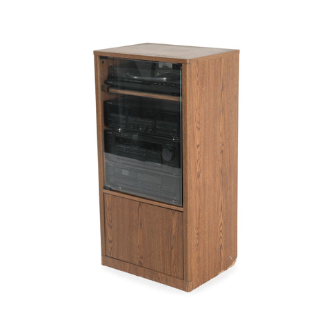 Wooden Stereo Cabinet w/ Various Components