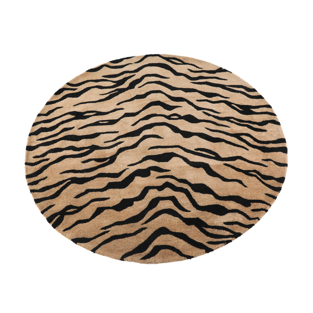 Round Tiger Print Accent Rug