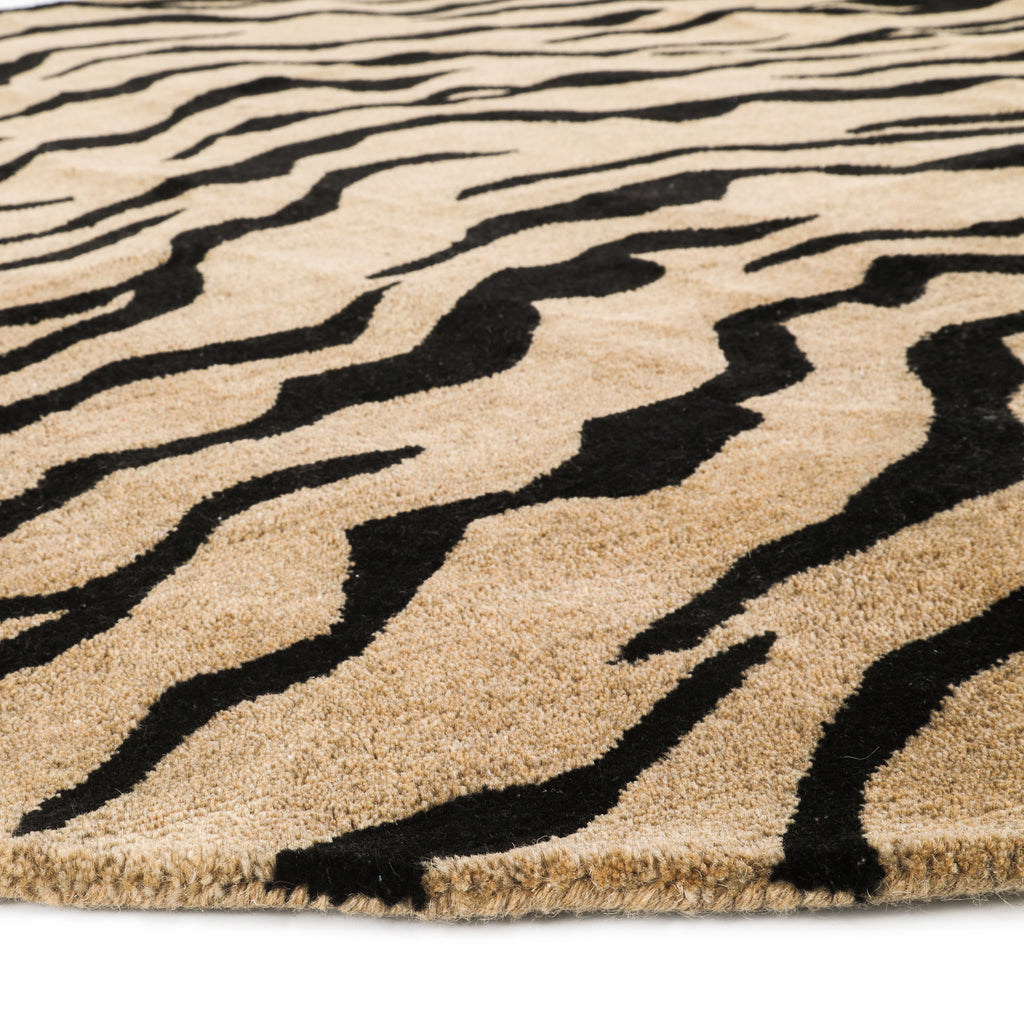 Round Tiger Print Accent Rug