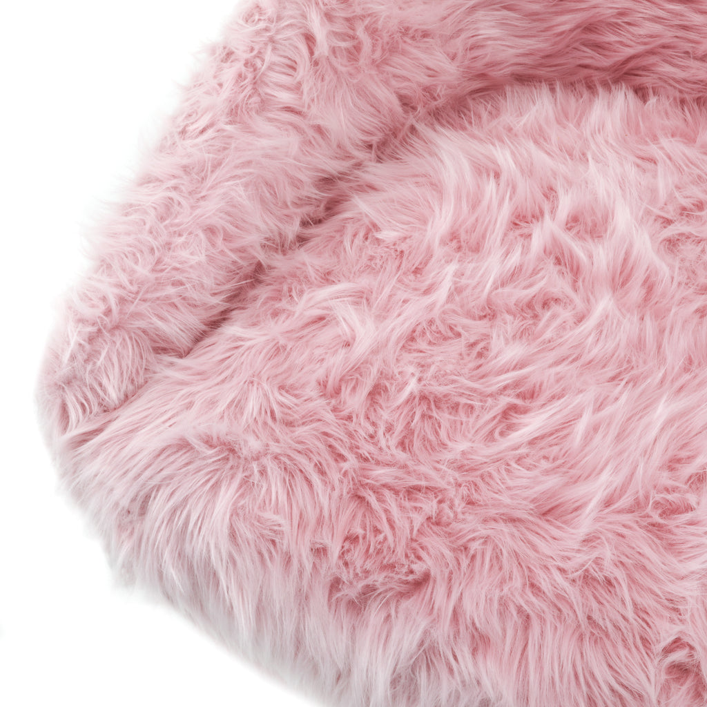 Pink Faux Fur Swivel Lounge Chair