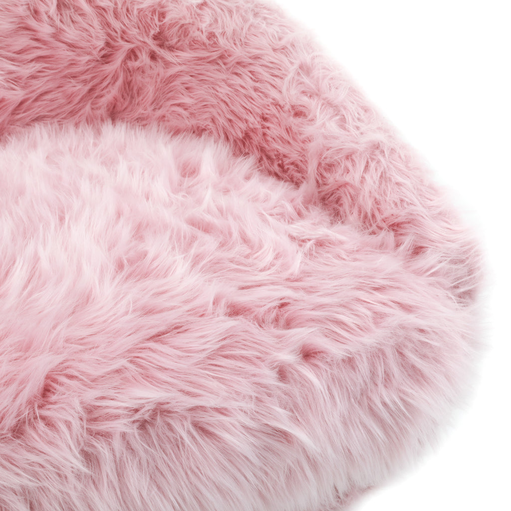 Pink Faux Fur Swivel Lounge Chair