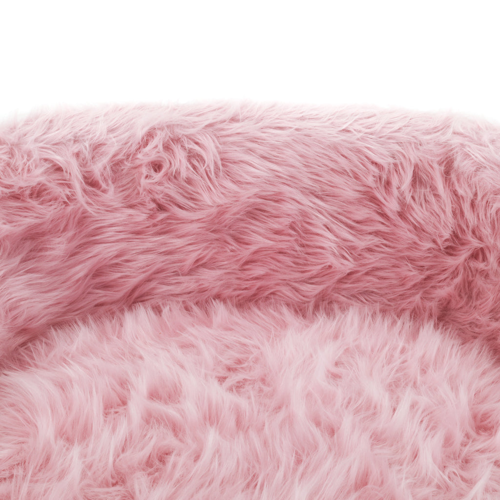 Pink Faux Fur Swivel Lounge Chair