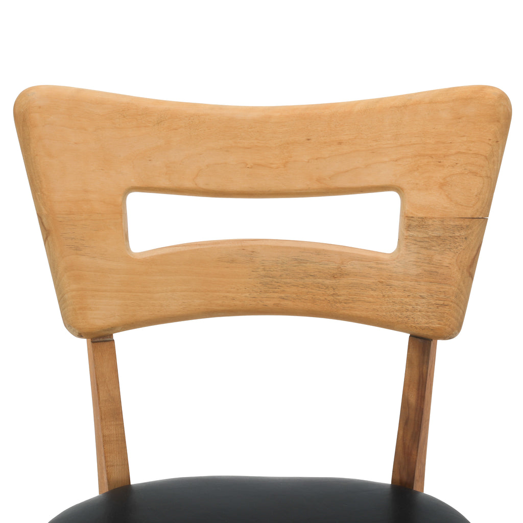 Light Wood Mid Century Chair with Navy Seat