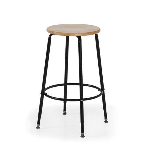 Round Wood Top Stool w/ Black Metal Base