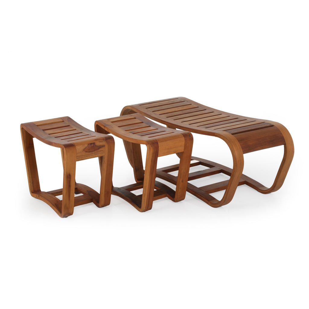 Slatted Small Outdoor Side Table / Bench