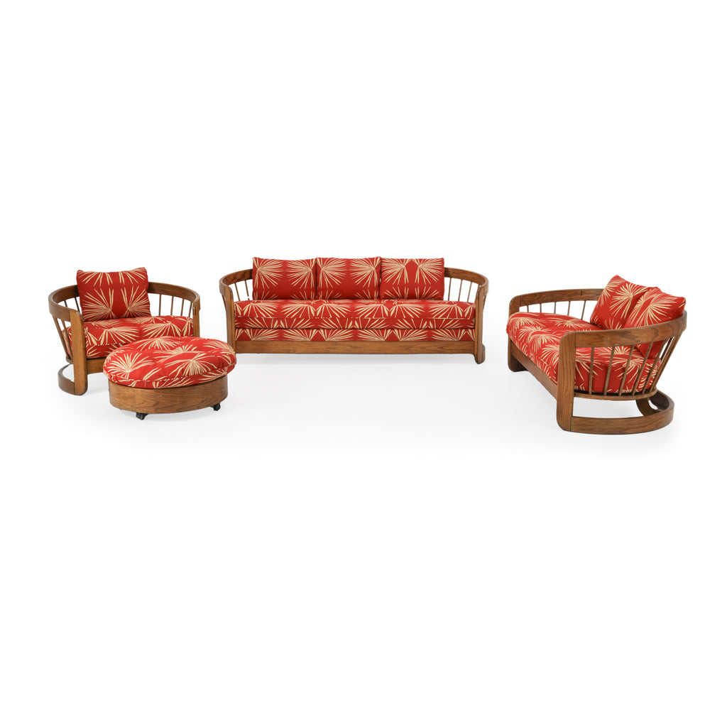 Red Boho Print Love Seat