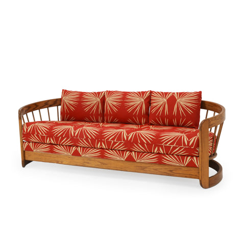 Red Boho Curved Back Couch