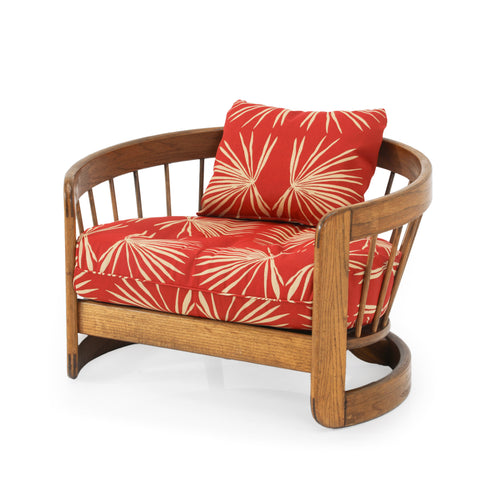 Red Boho Print Lounge Chair