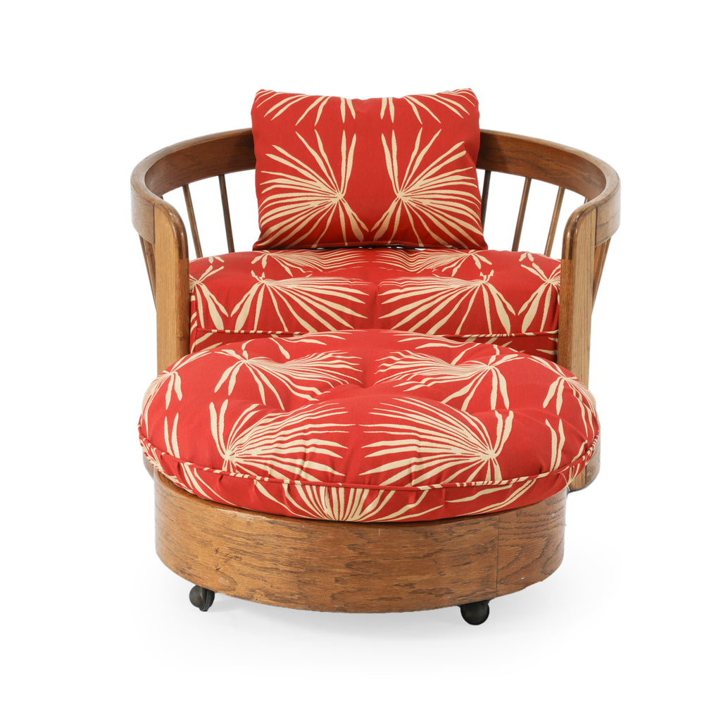 Red Boho Print Lounge Chair