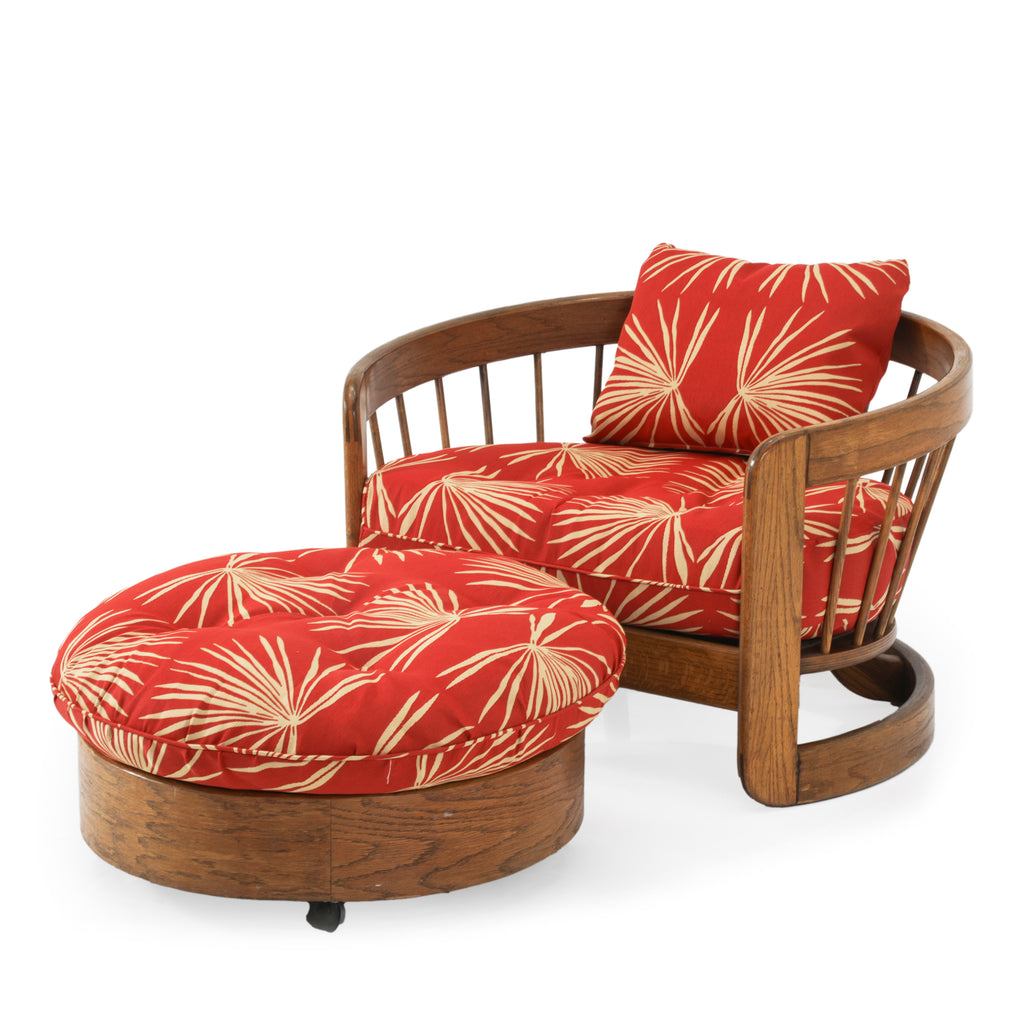 Red Boho Print Lounge Chair