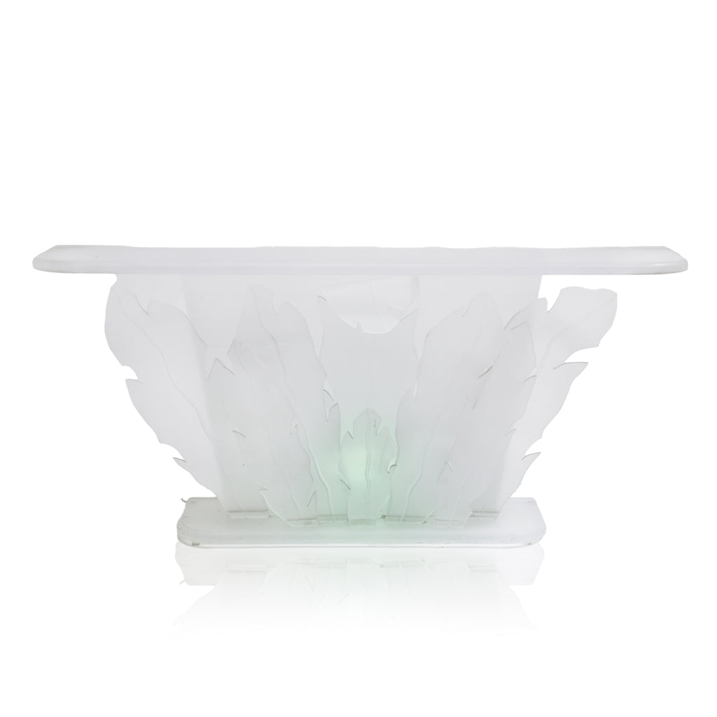 Frosted Acrylic Leaf Console w/ Green Light