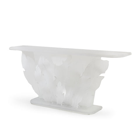 Frosted Acrylic Leaf Console w/ Green Light