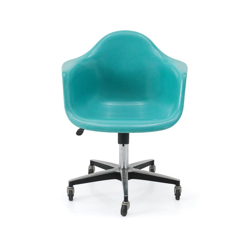 Ocean Blue Shell Armchair w/ Rolling Base