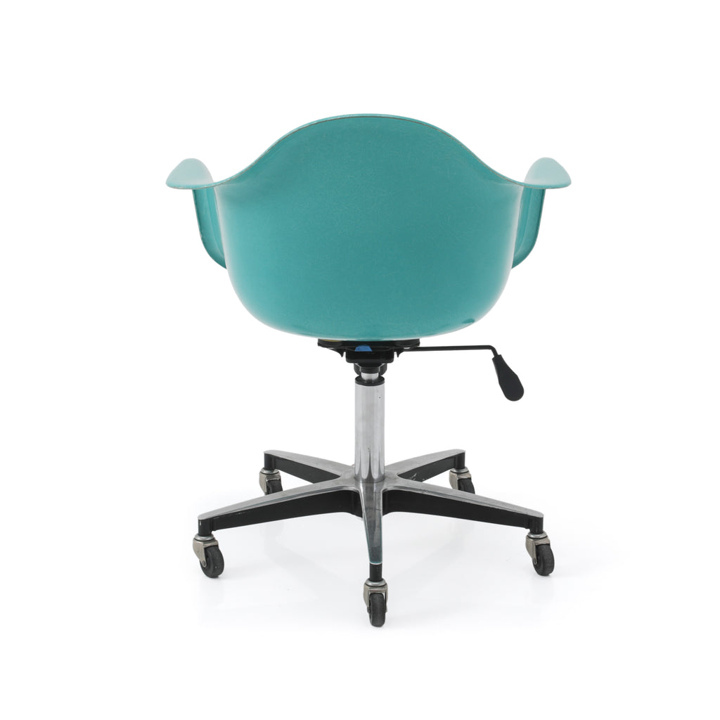 Ocean Blue Shell Armchair w/ Rolling Base