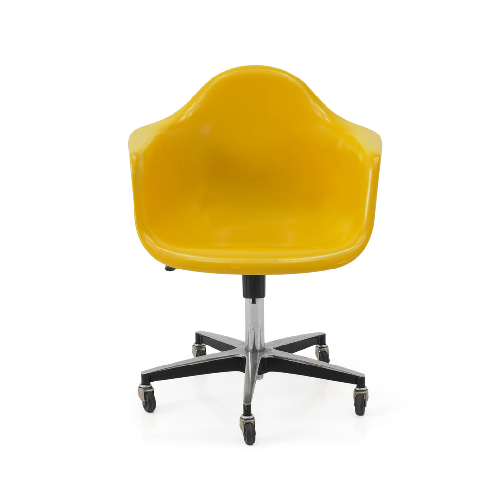 Yellow Shell Armchair w/ Rolling Base